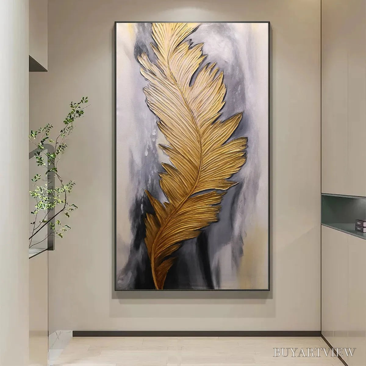 ARTOVITAS Blemished Sky – Abstract Feather Oil Painting - image 6