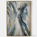 ARTOVITAS Celestial River – Vertical Abstract Oil Painting with Gold Leaf Accents - image 1
