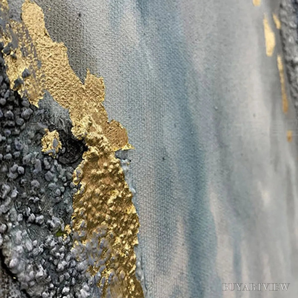 ARTOVITAS Celestial River – Vertical Abstract Oil Painting with Gold Leaf Accents - image 6