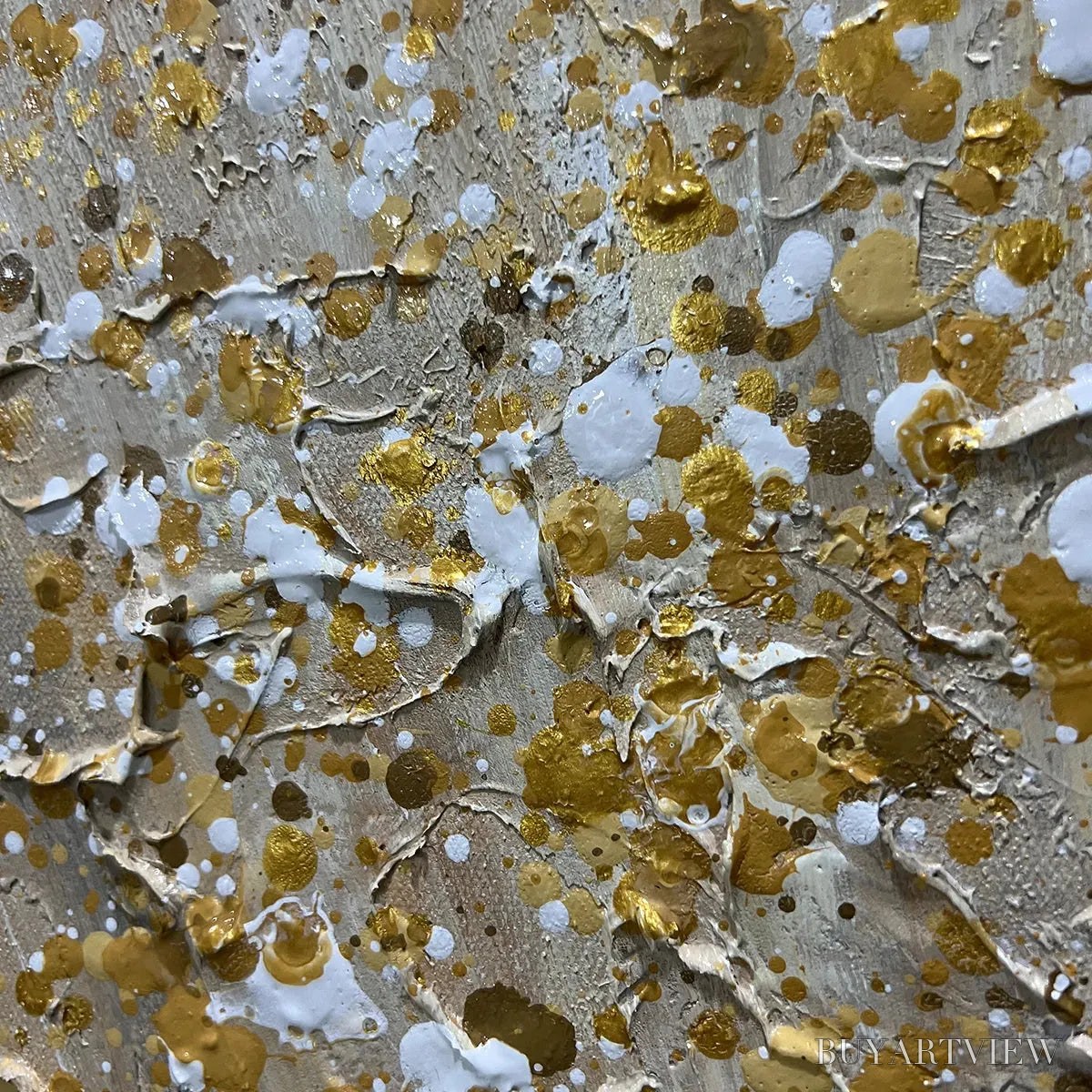 ARTOVITAS Golden Aurora – Abstract Painting in Gold and Beige, Horizontal Canvas, Modern - image 3