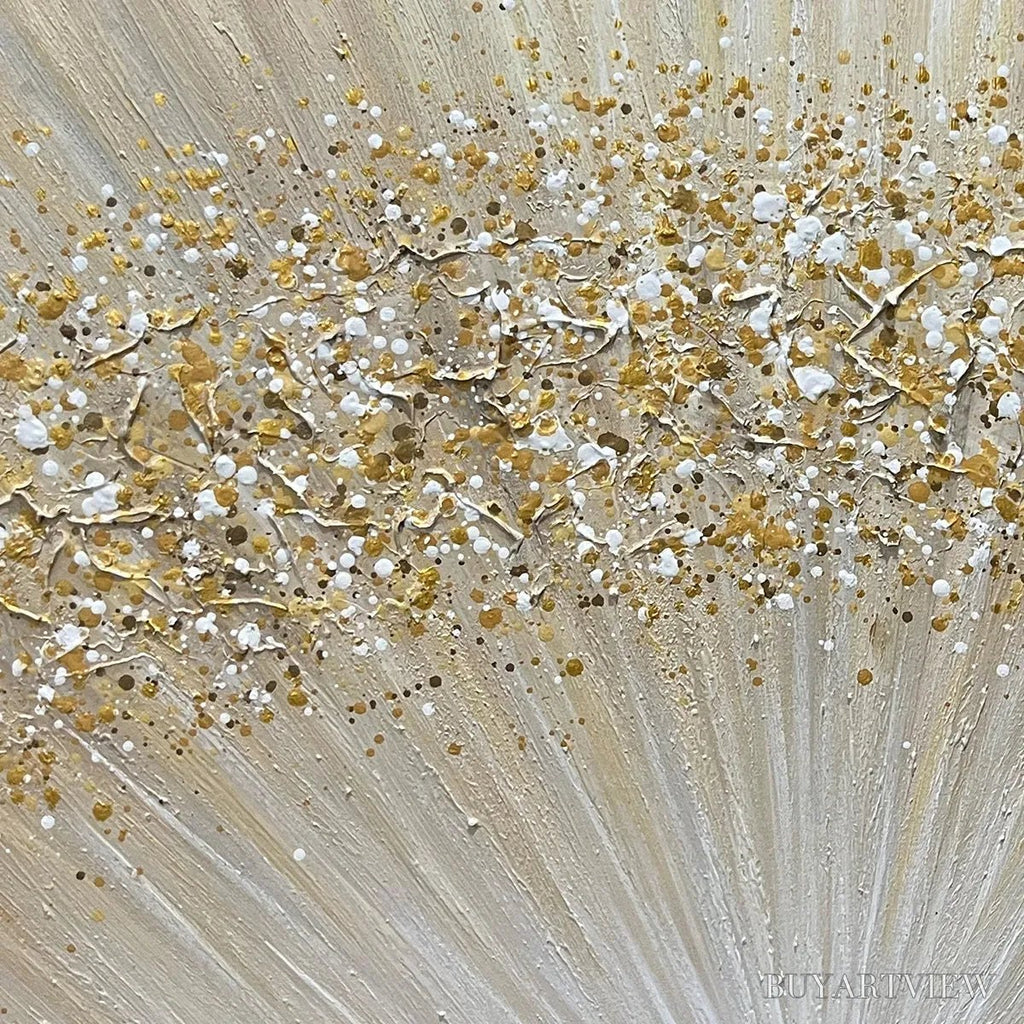 ARTOVITAS Golden Aurora – Abstract Painting in Gold and Beige, Horizontal Canvas, Modern - image 5