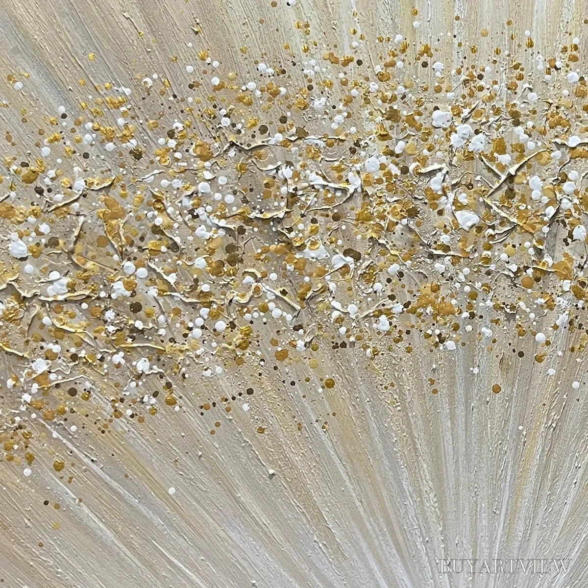 ARTOVITAS Golden Aurora – Abstract Painting in Gold and Beige, Horizontal Canvas, Modern - image 5
