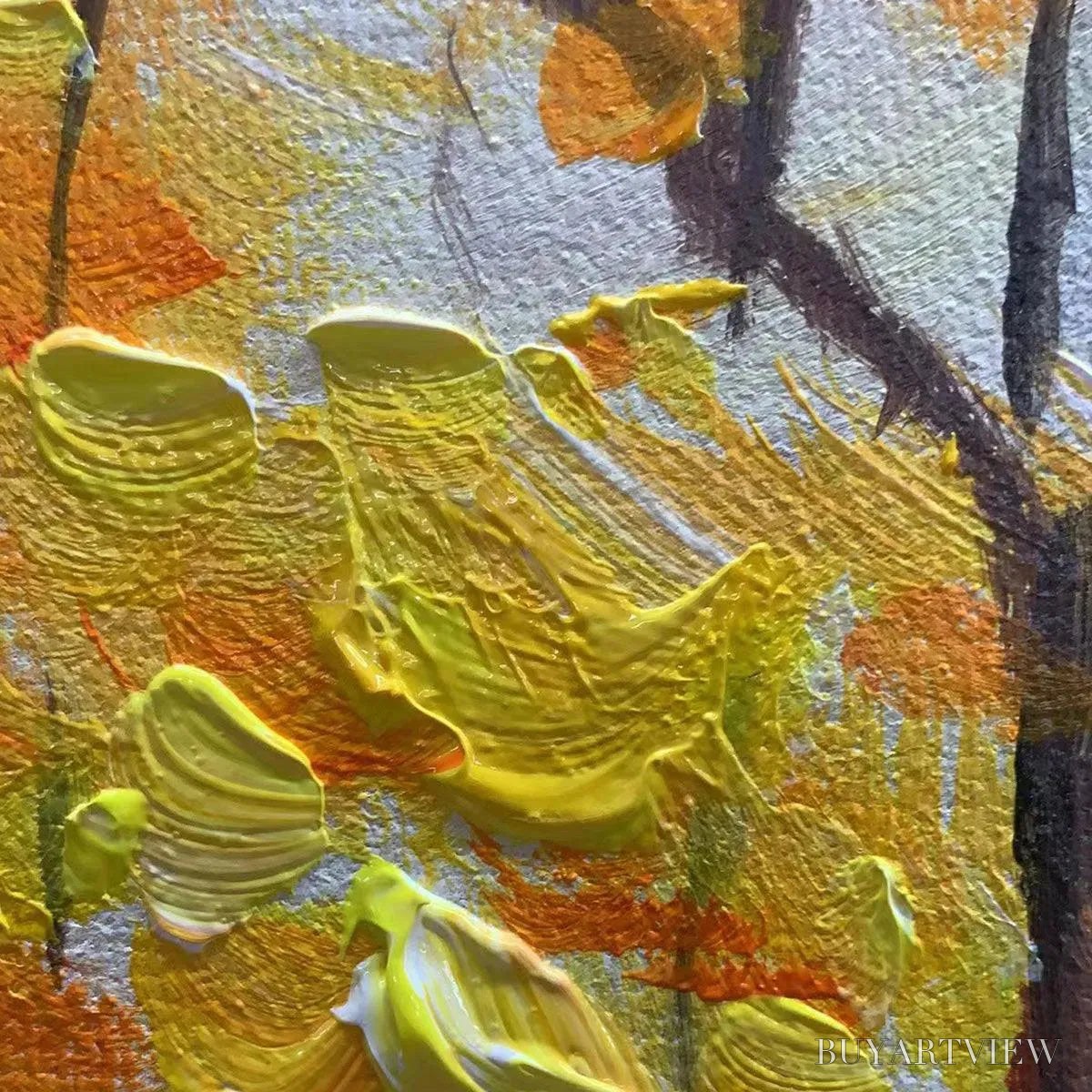 ARTOVITAS Sunset Landscape Oil Painting - Vibrant Orange Art - image 6