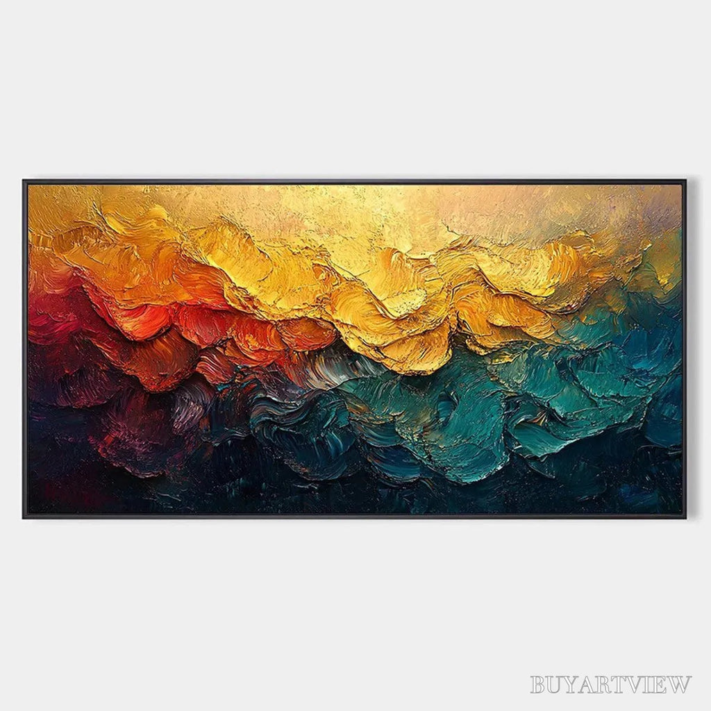 ARTOVITAS Molten Horizon – Textured Impasto Abstract Landscape Oil Painting - image 1
