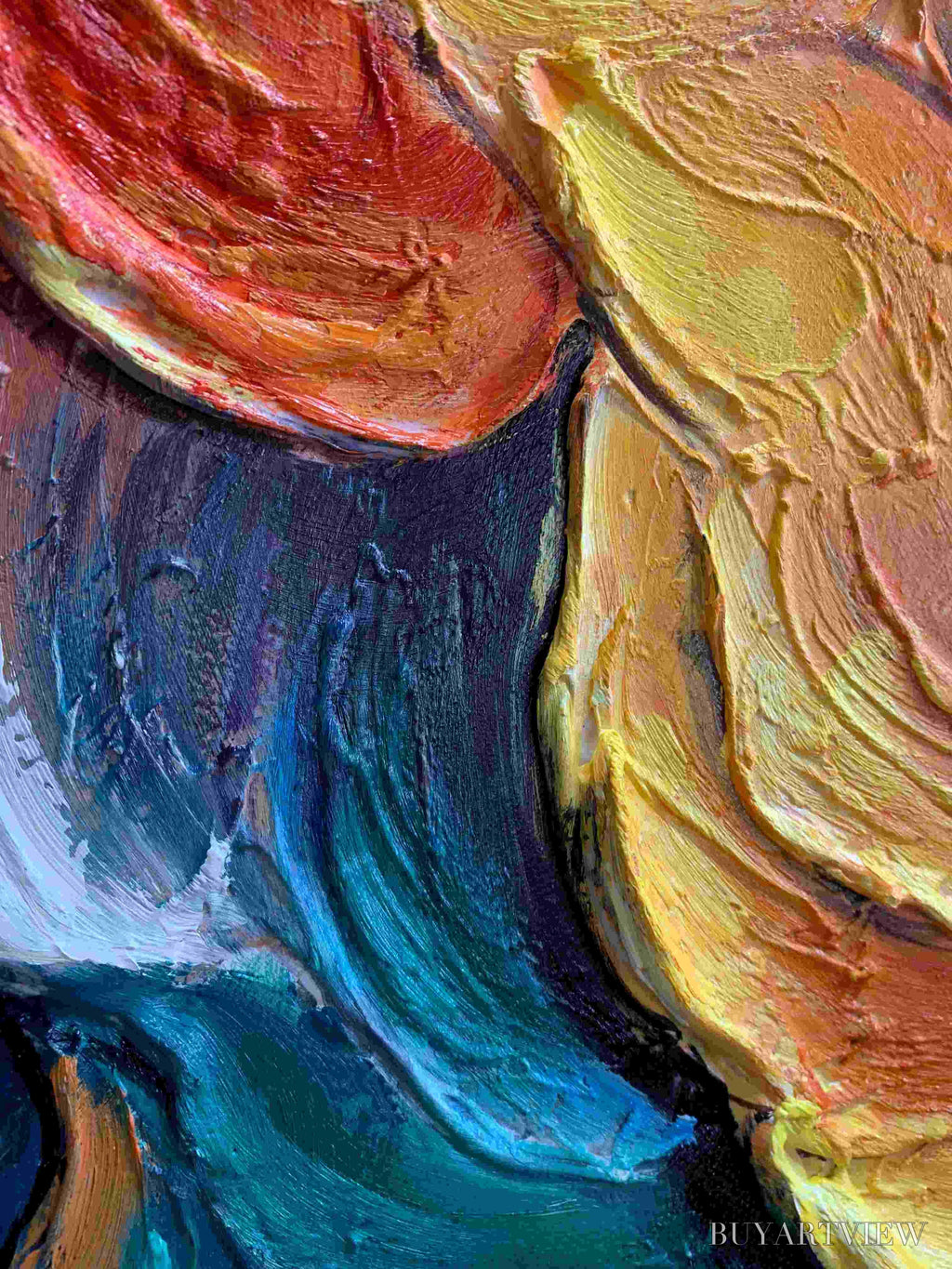ARTOVITAS Molten Horizon – Textured Impasto Abstract Landscape Oil Painting - image 3