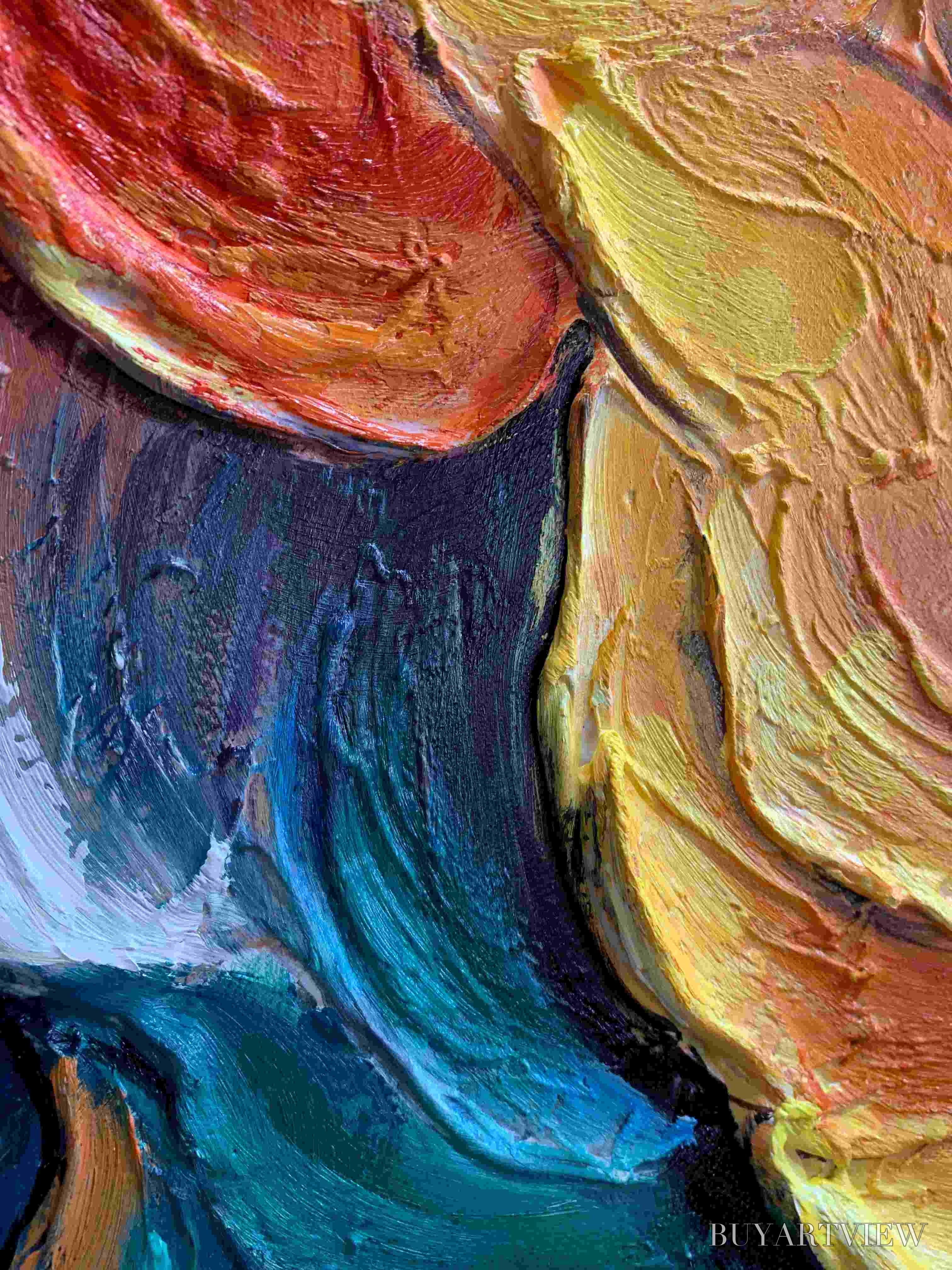 ARTOVITAS Molten Horizon – Textured Impasto Abstract Landscape Oil Painting - image 3