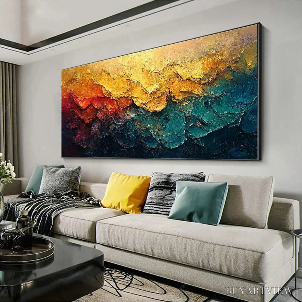 ARTOVITAS Molten Horizon – Textured Impasto Abstract Landscape Oil Painting - image 4