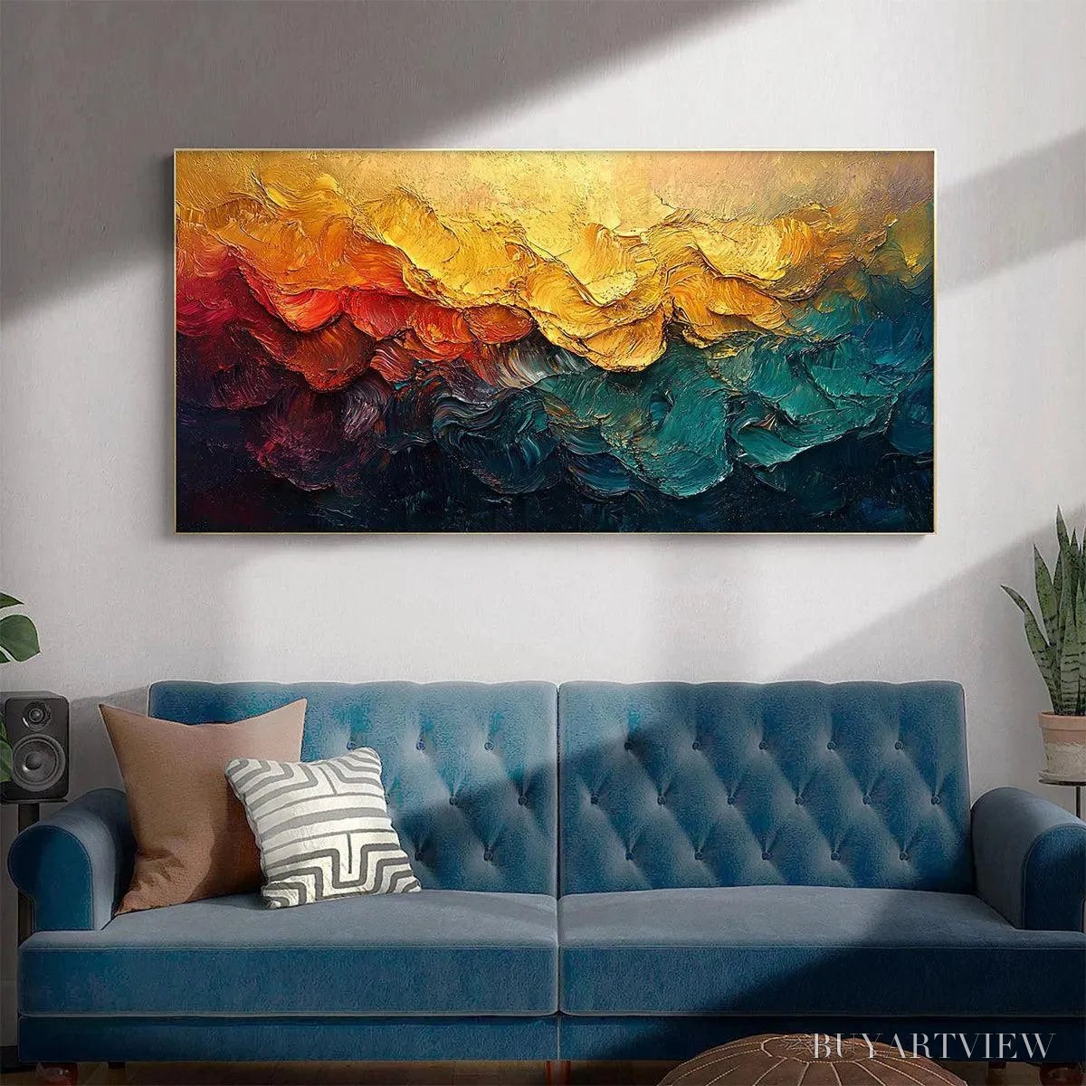 ARTOVITAS Molten Horizon – Textured Impasto Abstract Landscape Oil Painting - image 6