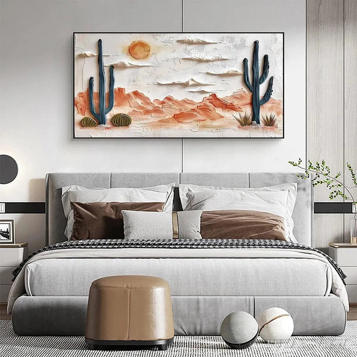 ARTOVITAS Desert Sunrise – Textured Desert Landscape Painting, Impasto , Horizontal Canvas, Southwestern Decor - image 4