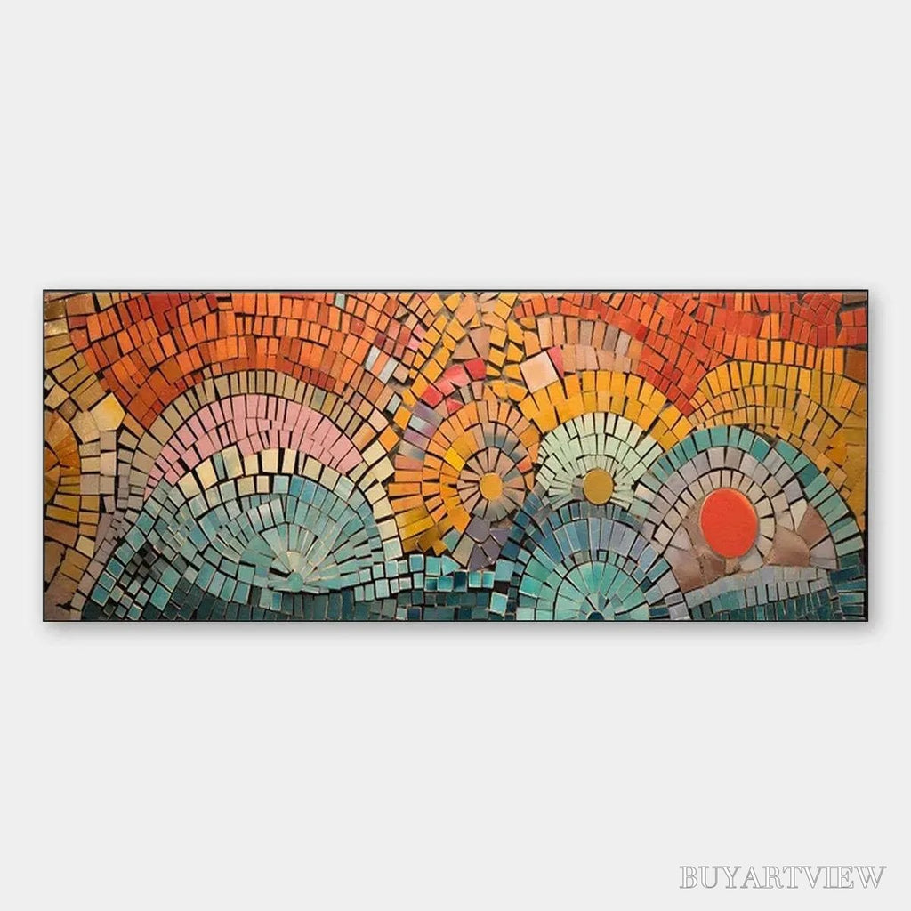 ARTOVITAS Mosaic Sunset Panoramic – Mosaic Painting, Panoramic , Colorful Decor - image 1