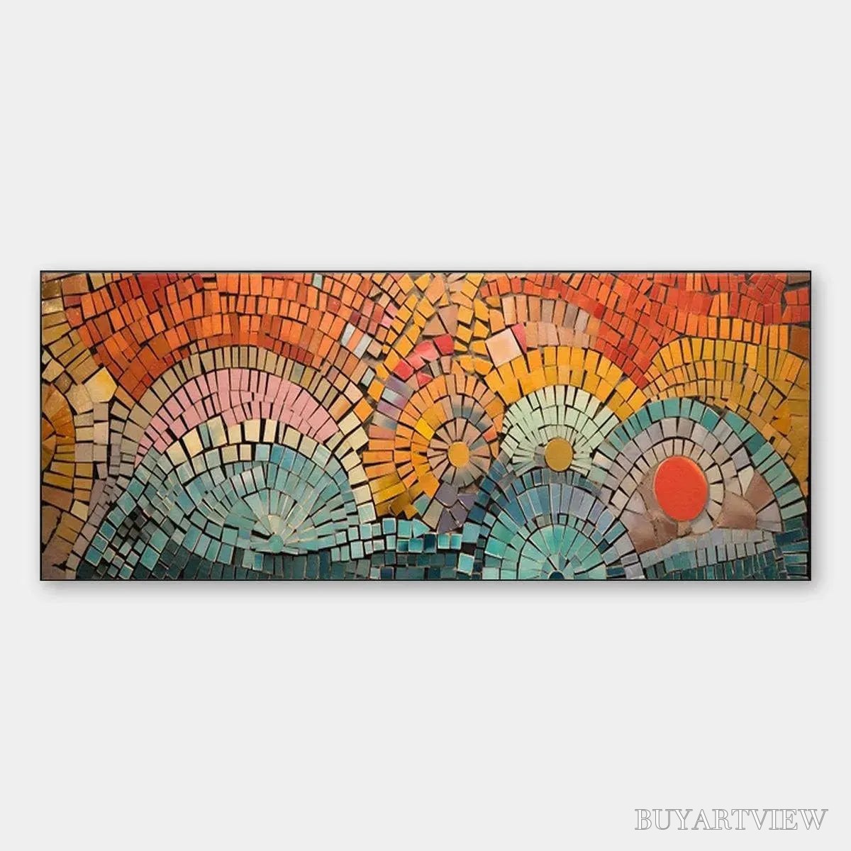 ARTOVITAS Mosaic Sunset Panoramic – Mosaic Painting, Panoramic , Colorful Decor - image 1