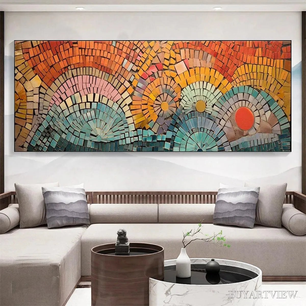 ARTOVITAS Mosaic Sunset Panoramic – Mosaic Painting, Panoramic , Colorful Decor - image 2