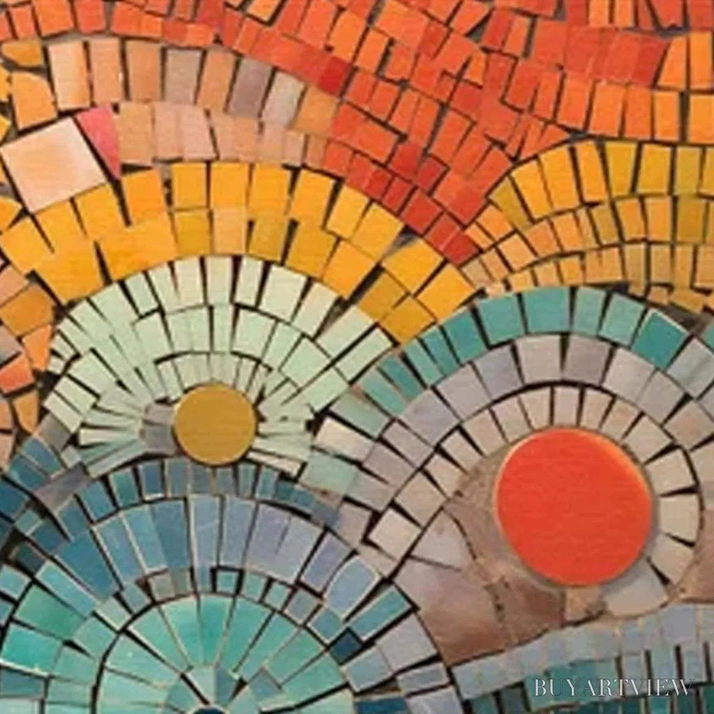 ARTOVITAS Mosaic Sunset Panoramic – Mosaic Painting, Panoramic , Colorful Decor - image 3