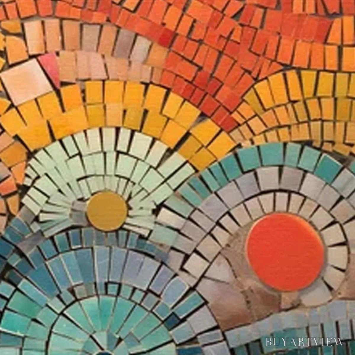 ARTOVITAS Mosaic Sunset Panoramic – Mosaic Painting, Panoramic , Colorful Decor - image 3
