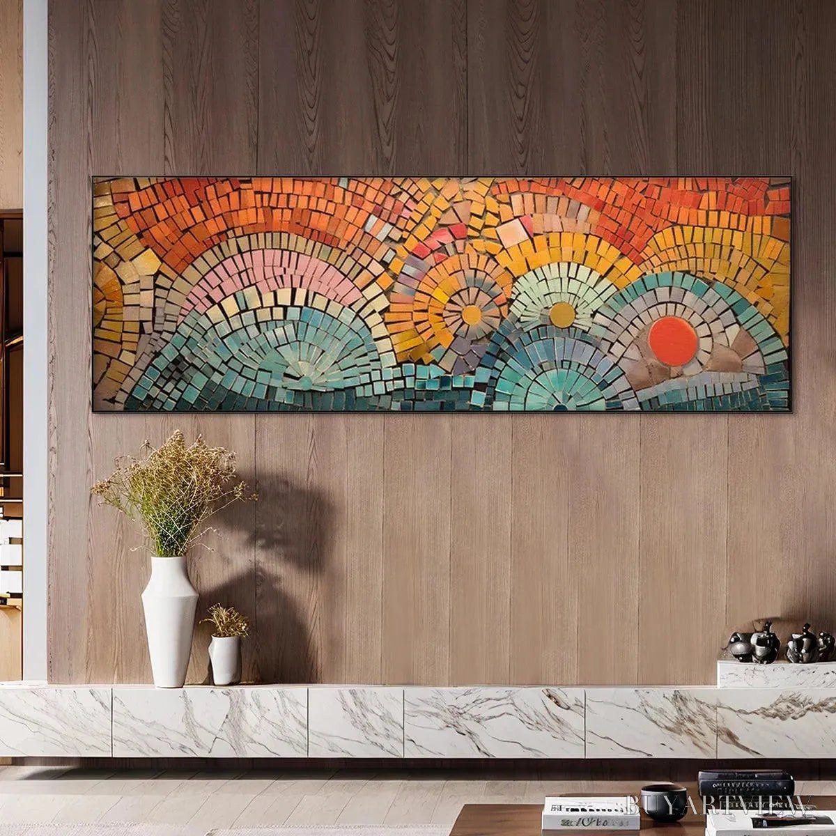 ARTOVITAS Mosaic Sunset Panoramic – Mosaic Painting, Panoramic , Colorful Decor - image 4
