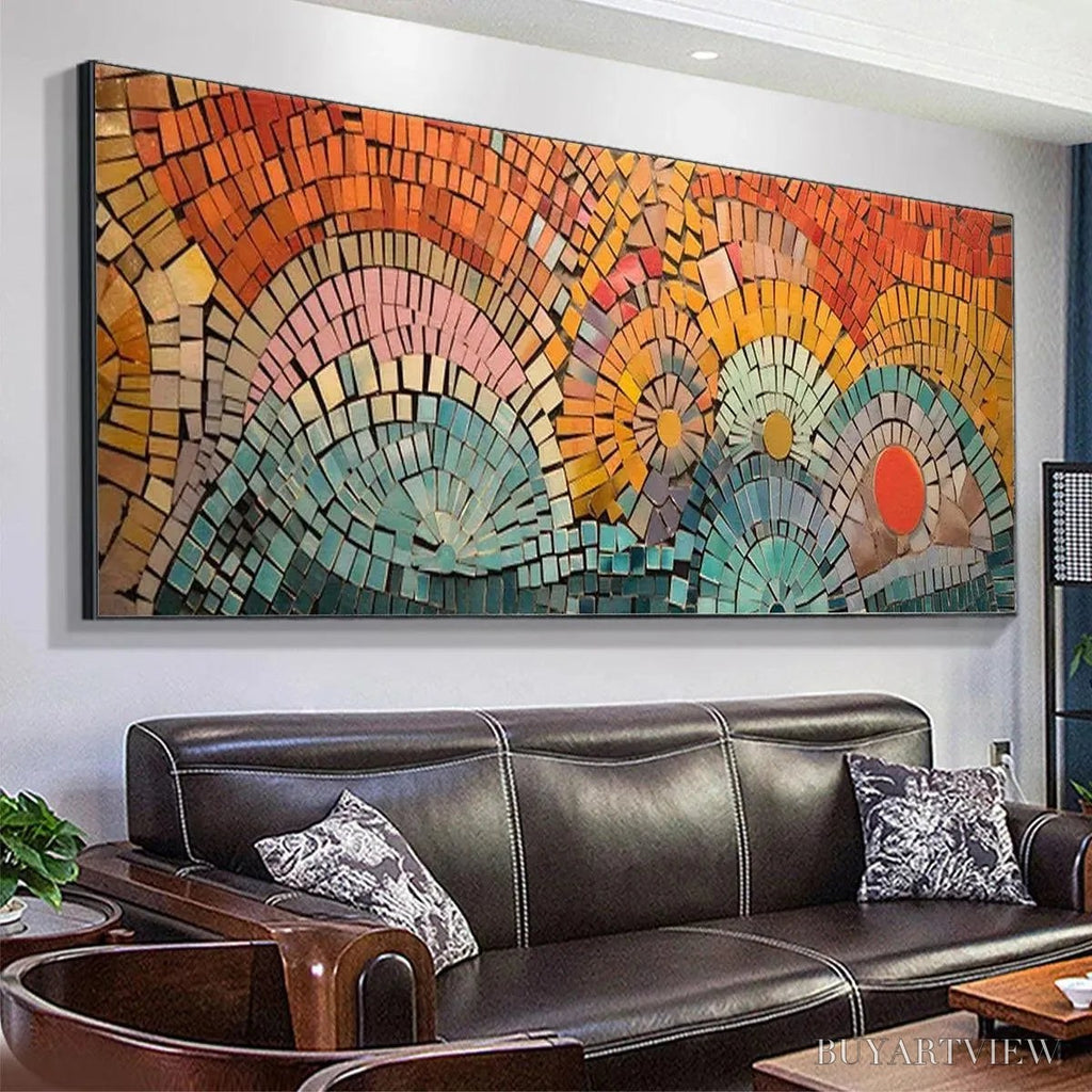 ARTOVITAS Mosaic Sunset Panoramic – Mosaic Painting, Panoramic , Colorful Decor - image 5