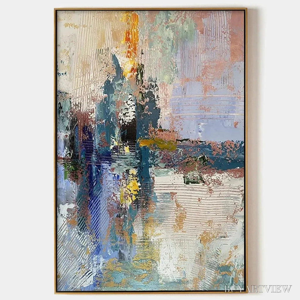 ARTOVITAS Hazy Skies – Colorful Abstract Painting, Textured , Vertical Canvas, Modern Art - image 1
