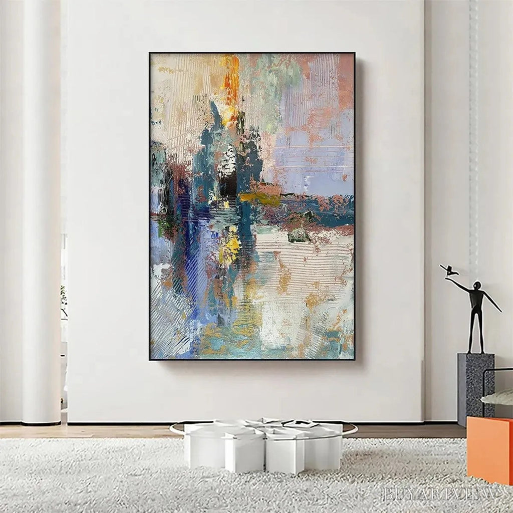 ARTOVITAS Hazy Skies – Colorful Abstract Painting, Textured , Vertical Canvas, Modern Art - image 2