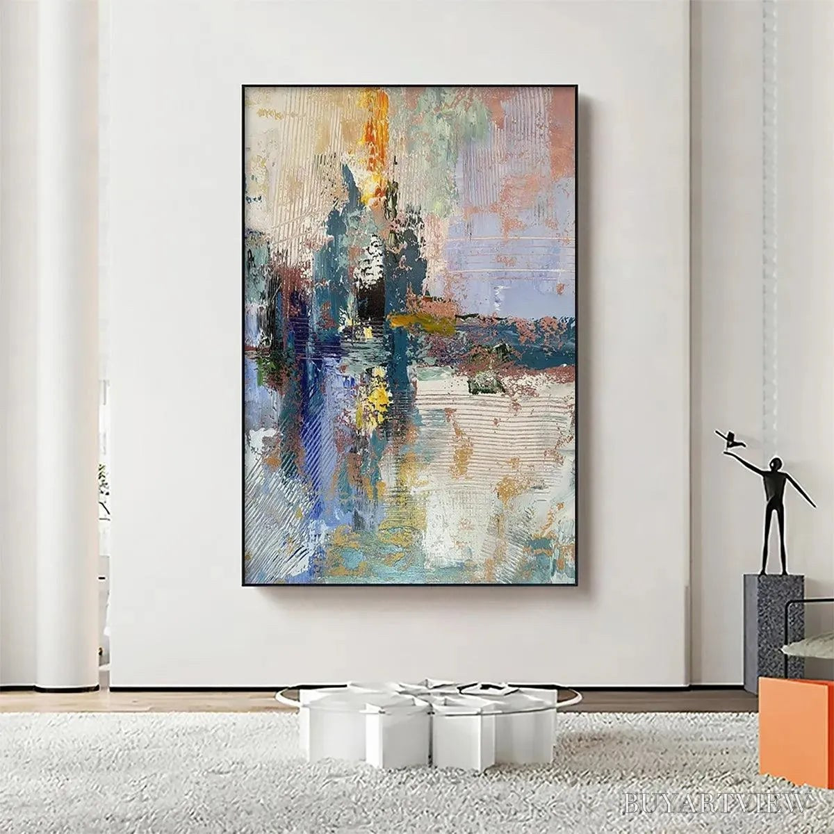 ARTOVITAS Hazy Skies – Colorful Abstract Painting, Textured , Vertical Canvas, Modern Art - image 2