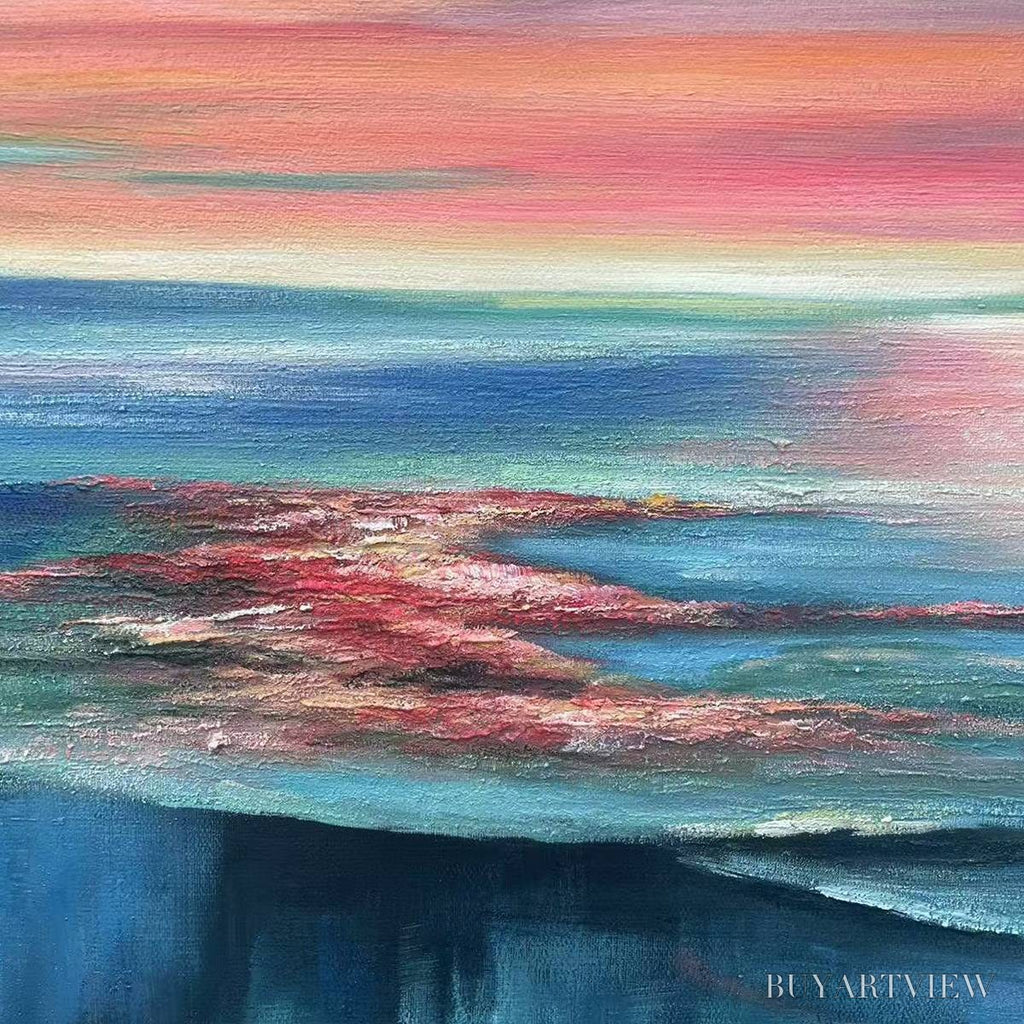 ARTOVITAS Coral Reef Sunset – Vibrant Coastal Sunset Painting, Square - image 3