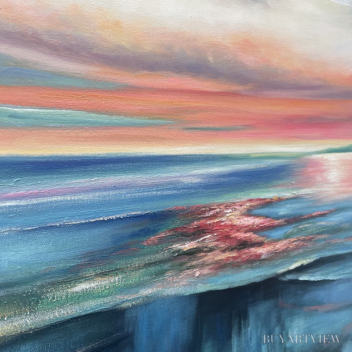 ARTOVITAS Coral Reef Sunset – Vibrant Coastal Sunset Painting, Square - image 6