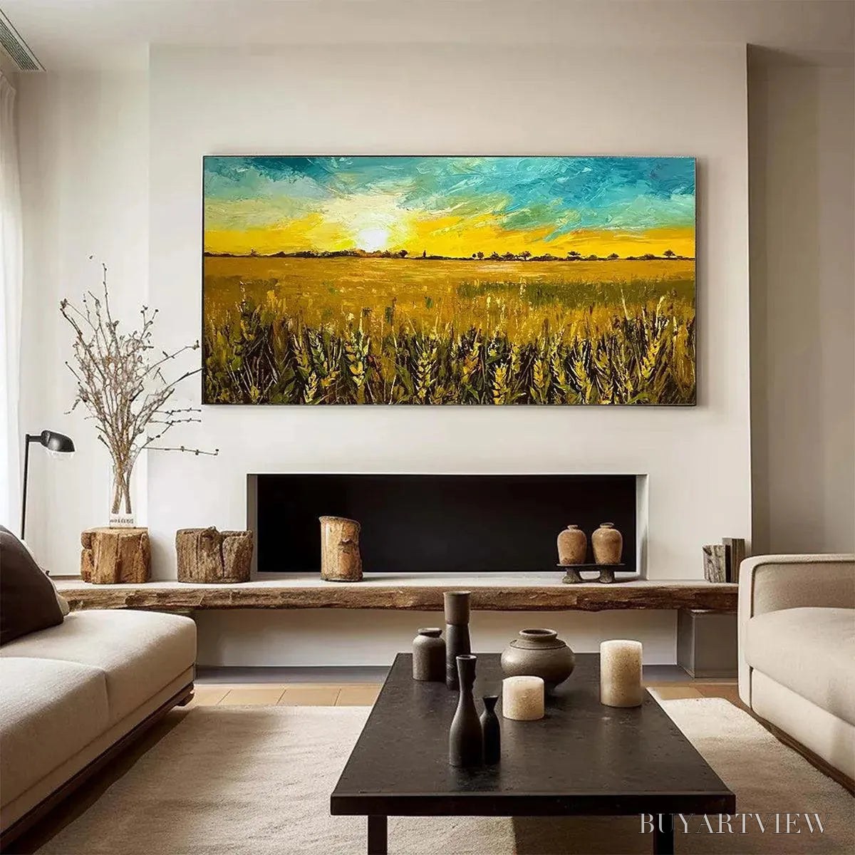 ARTOVITAS Golden Sunset Field – Landscape Painting of a Wheat Field at Sunset - image 6