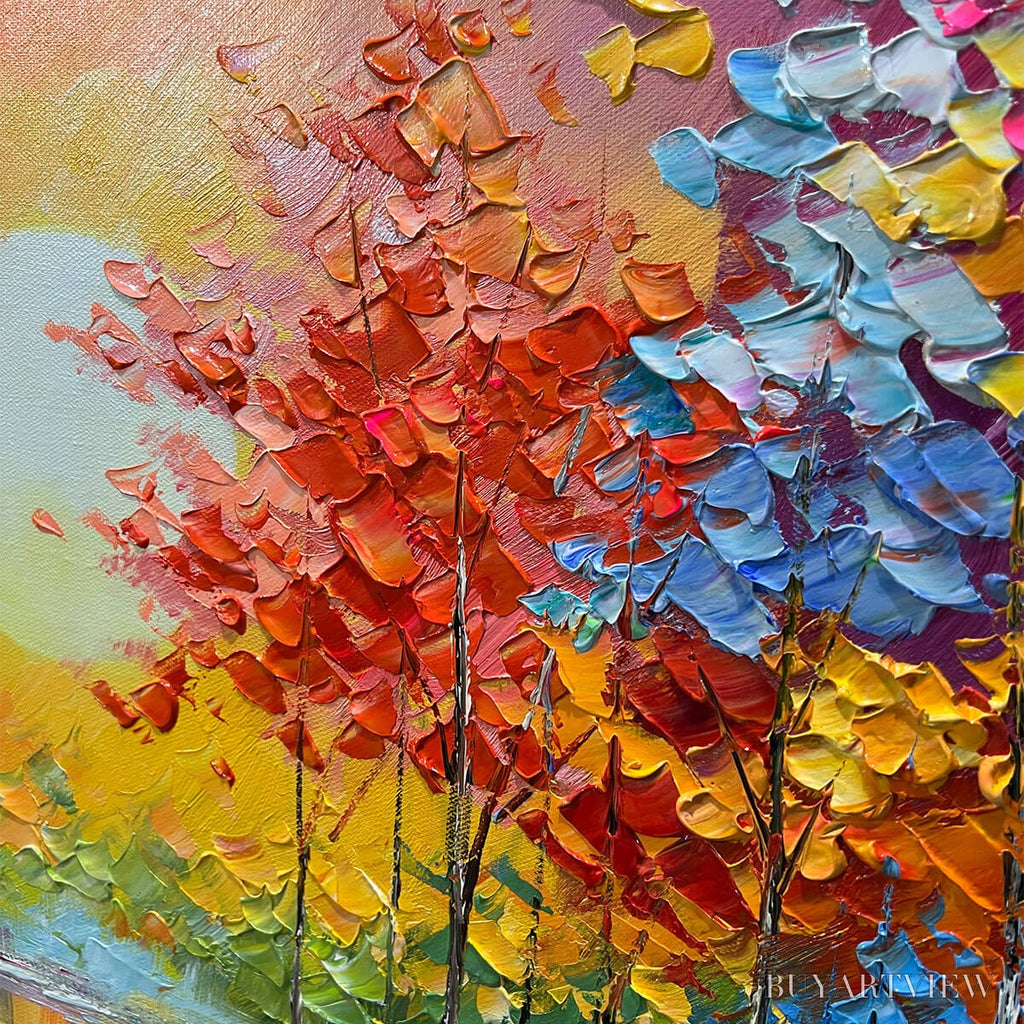 ARTOVITAS Twilight Reflections – Colorful Landscape Painting of Trees by the Water - image 6