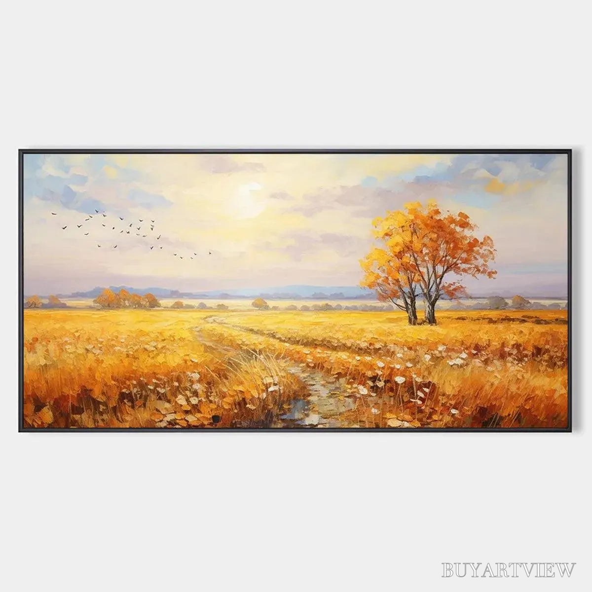ARTOVITAS Golden Harvest – Landscape Painting of a Golden Field at Sunset - image 1