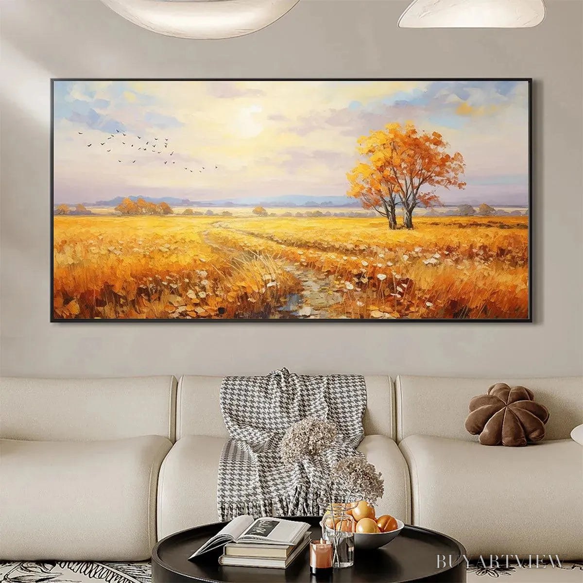 ARTOVITAS Golden Harvest – Landscape Painting of a Golden Field at Sunset - image 2