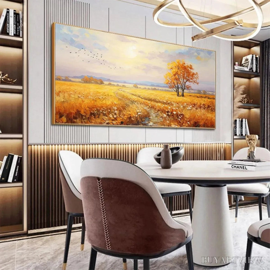 ARTOVITAS Golden Harvest – Landscape Painting of a Golden Field at Sunset - image 4