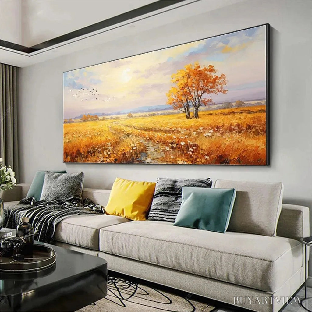 ARTOVITAS Golden Harvest – Landscape Painting of a Golden Field at Sunset - image 5