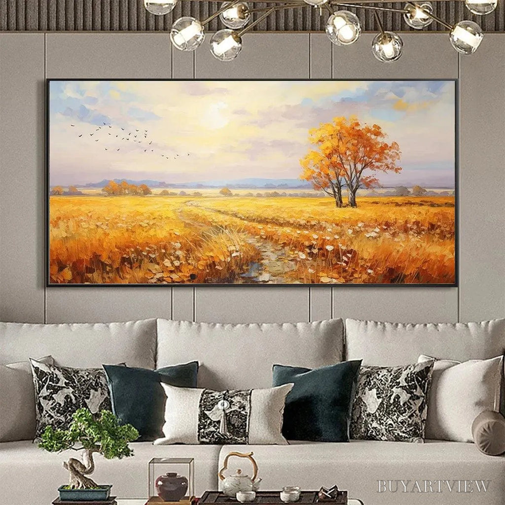 ARTOVITAS Golden Harvest – Landscape Painting of a Golden Field at Sunset - image 6