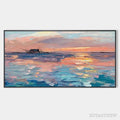 ARTOVITAS Dusk Reflections – Panoramic Coastal Sunset Painting, Minimalist - image 1