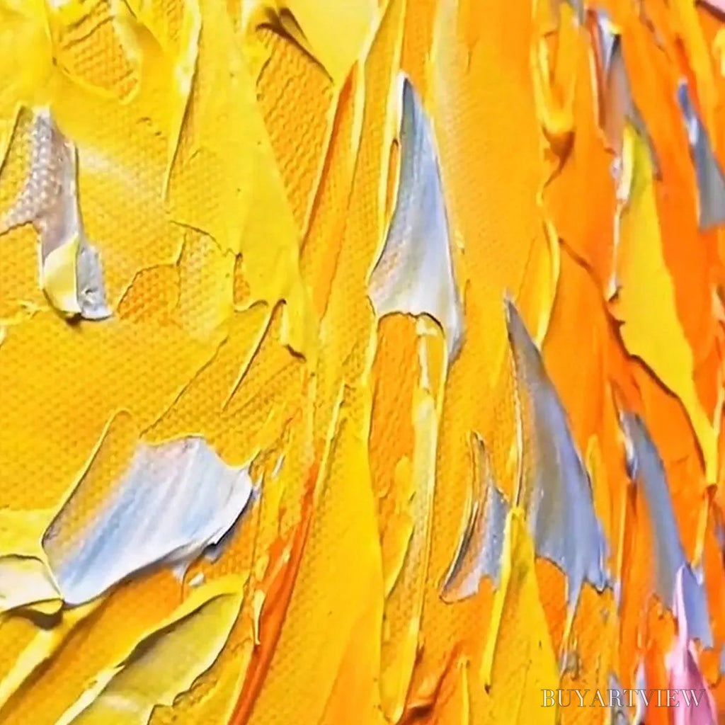 ARTOVITAS Sunrise Serenade – Textured Abstract Sunrise Painting in Yellow and Blue - image 3