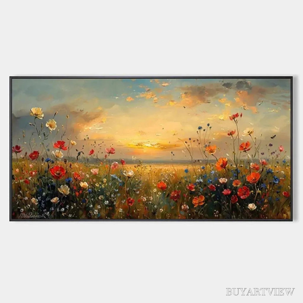 ARTOVITAS Sunset Field – Colorful Wildflower Field Landscape Painting - image 1