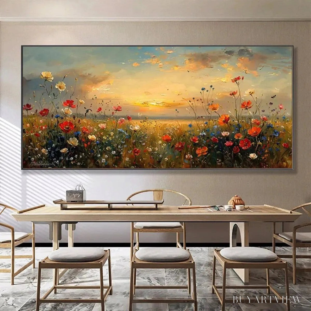 ARTOVITAS Sunset Field – Colorful Wildflower Field Landscape Painting - image 2