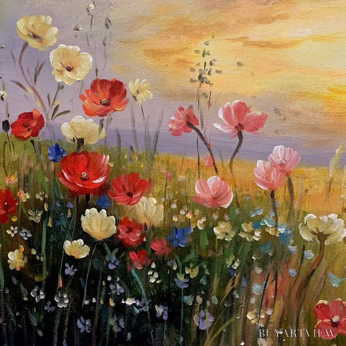 ARTOVITAS Sunset Field – Colorful Wildflower Field Landscape Painting - image 3
