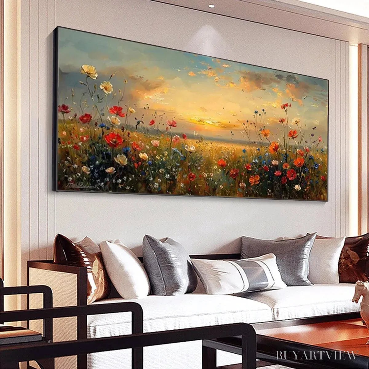 ARTOVITAS Sunset Field – Colorful Wildflower Field Landscape Painting - image 4