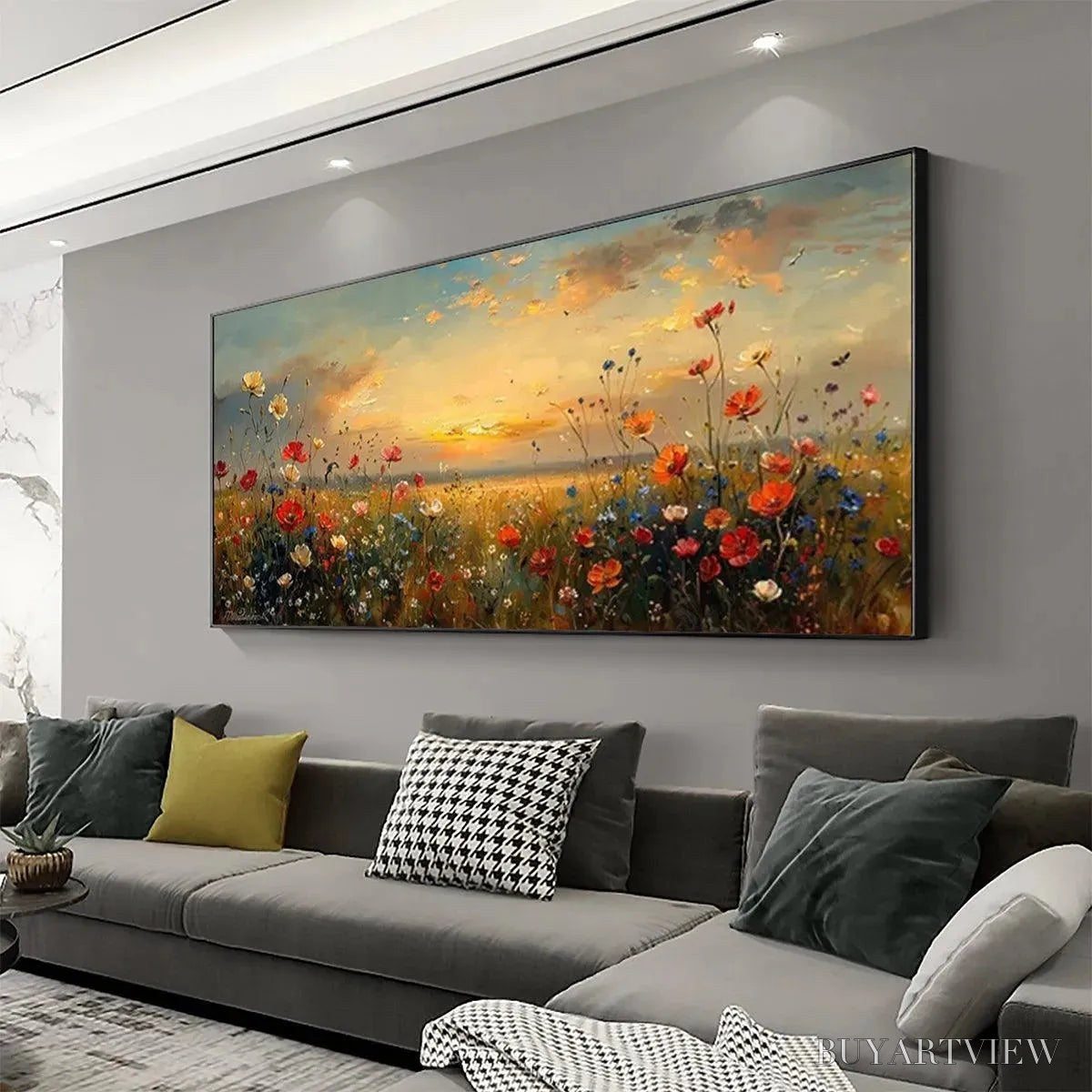 ARTOVITAS Sunset Field – Colorful Wildflower Field Landscape Painting - image 5