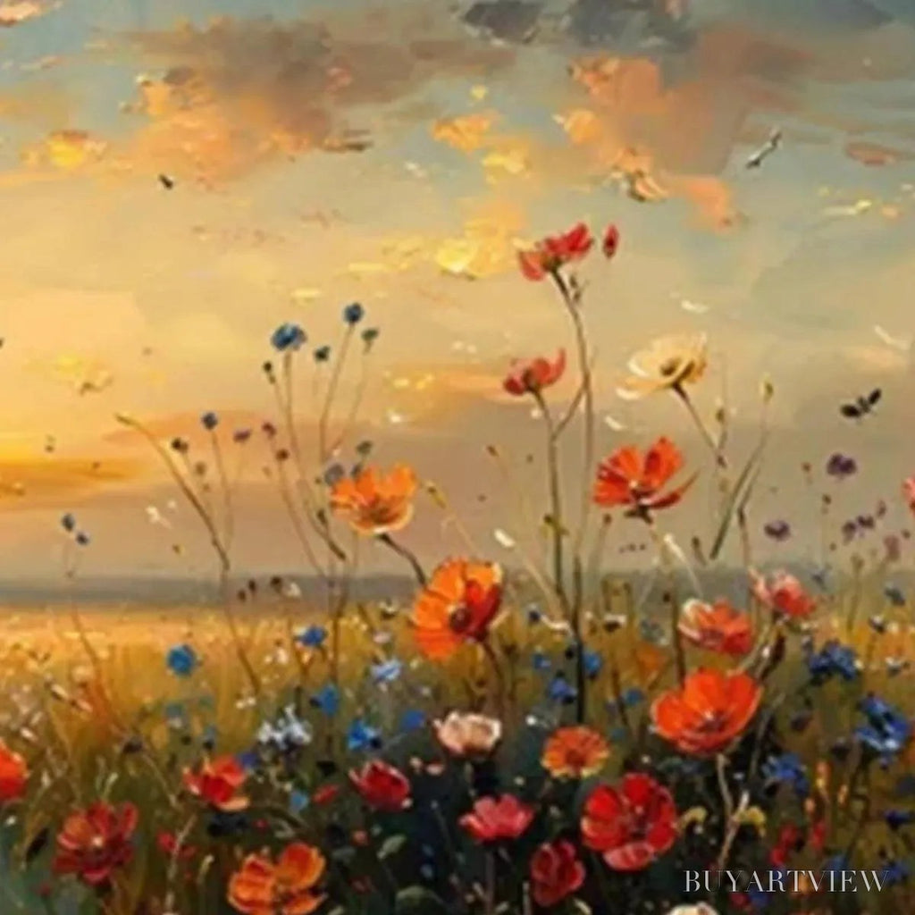 ARTOVITAS Sunset Field – Colorful Wildflower Field Landscape Painting - image 6