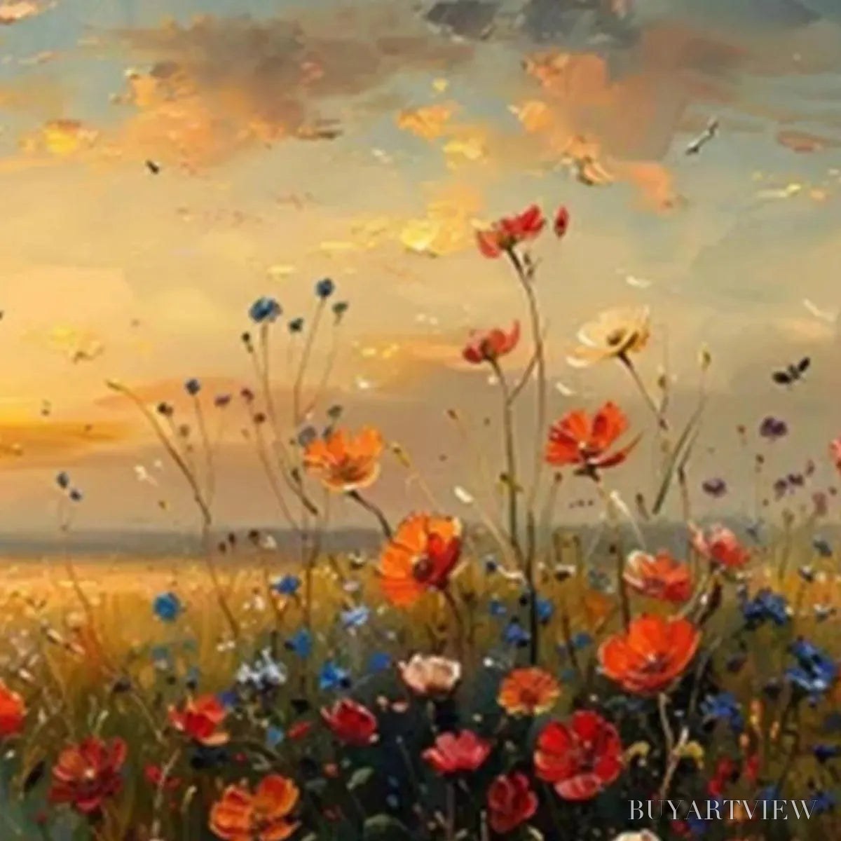 ARTOVITAS Sunset Field – Colorful Wildflower Field Landscape Painting - image 6