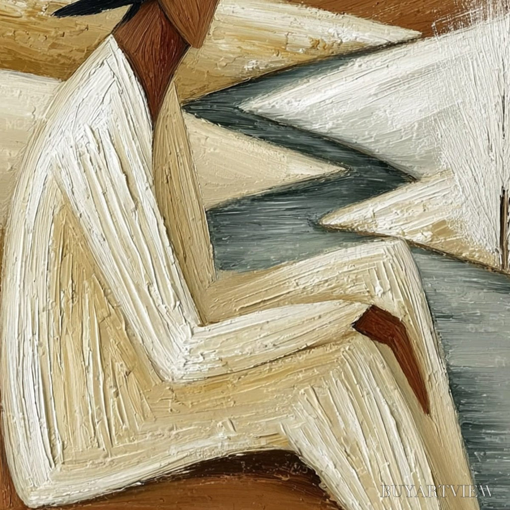 ARTOVITAS Winter'S Repose – Textured Minimalist Figurative Landscape Painting - image 5