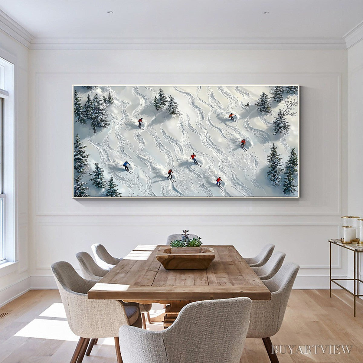 ARTOVITAS Snow Dance – Minimalist Winter Sports Scene Oil Painting - image 6