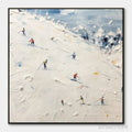 ARTOVITAS Winter'S Dance – Impressionistic Skiing Painting on Square Canvas - image 1
