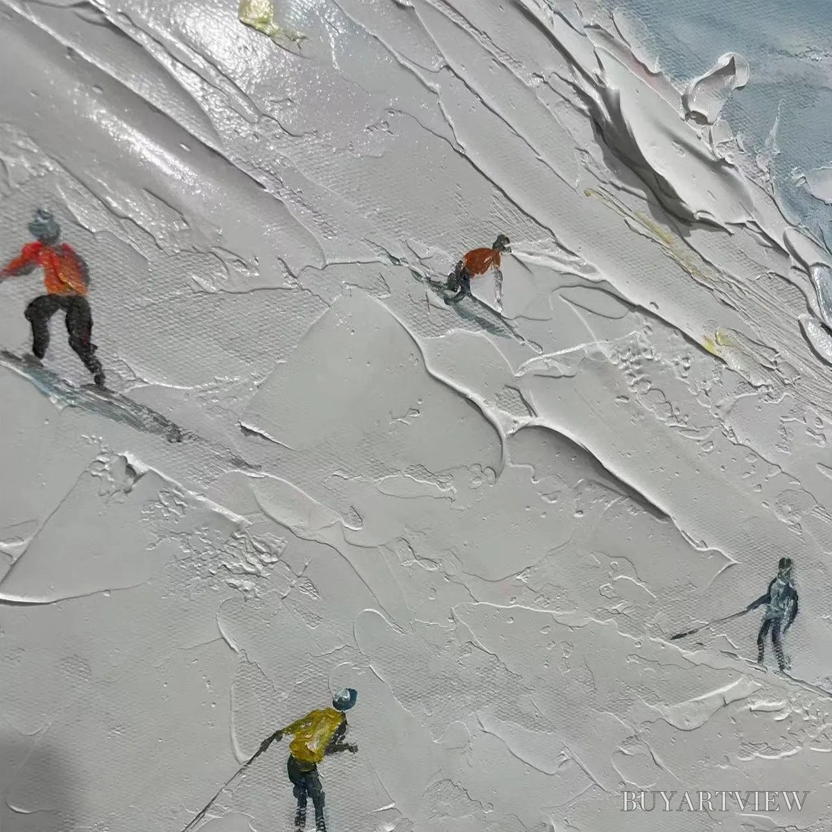 ARTOVITAS Winter'S Dance – Impressionistic Skiing Painting on Square Canvas - image 5