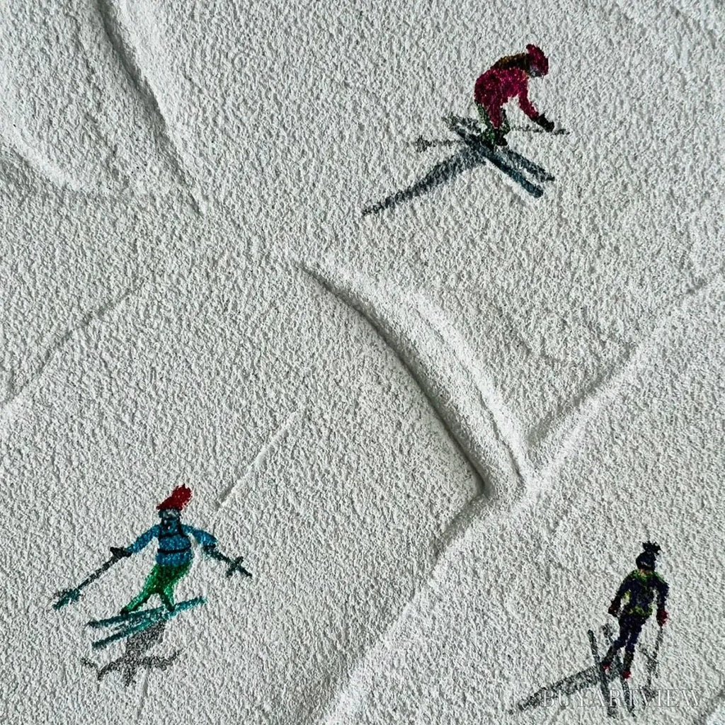ARTOVITAS Winter Rhapsody – Minimalist Skiing Painting on Textured Canvas - image 3