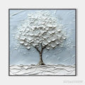 ARTOVITAS Winter'S Embrace – Textured Tree Painting, Impasto , Square Canvas, Winter Decor, Minimalist Art - image 1