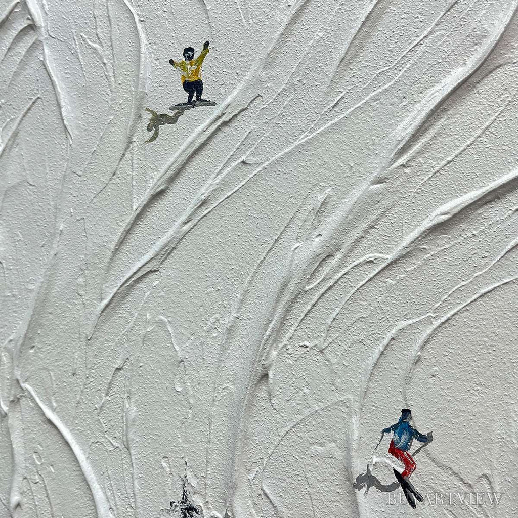 ARTOVITAS Snowy Carve – Textured White Skiing Landscape Painting - image 3