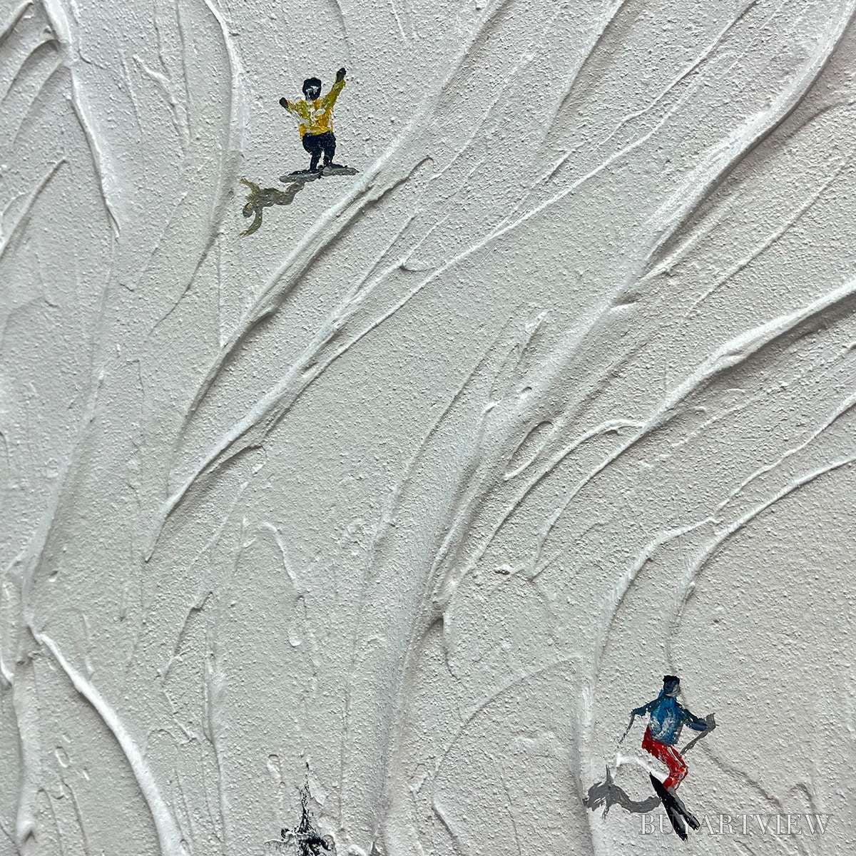 ARTOVITAS Snowy Carve – Textured White Skiing Landscape Painting - image 3