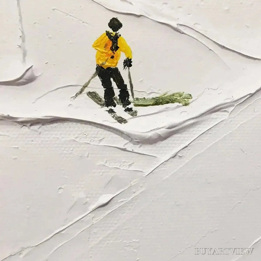 ARTOVITAS Ski Slopes – Minimalist Painting of Skiers on a Snowy Slope - image 5